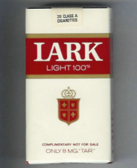 Lark Light 100s white and red soft box cigarettes 10 cartons
