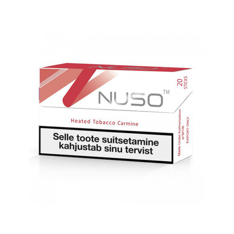 NUSO Carmine Heated Tobacco Sticks with nicotine 10 cartons